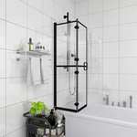vidaXL Sklopiva pregrada za tuš ESG 100 x 140 cm crna