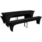 vidaXL 3 Rastezljive Navlake za Pivski Stol i Klupe Crne 220 x 50 x 80 cm