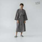 Tamno sivi kućni ogrtač veličine S/M Honeycomb - Linen Tales