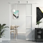 vidaXL Klizna vrata bijela 90 x 205 cm od kaljenog stakla i aluminija