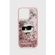 Karl Lagerfeld KLHCP14XLNCHCP Apple iPhone 14 Pro Max pink hardcase Glitter Choupette Head