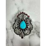 Brooch XZ459-109 silver + blue siva