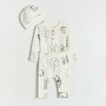 Reserved - BABIES` BODY SUIT, TROUSERS & CAP - krem krem 95% PAMUK, 5% ELASTANSKO VLAKNO 4670S-01X
