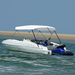 vidaXL Tenda bimini s 4 luka bijela 243 x (230 - 244) x 137 cm