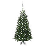vidaXL Umjetno božićno drvce LED s kuglicama zeleno 240 cm PVC i PE