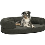 vidaXL Ergonomski madrac za pse 75x53 cm flis izgled platna tamnosivi