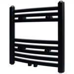 vidaXL Kupaonski radijator za ručnike s prečkama zaobljeni crni 480 x 480 mm