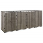 vidaXL Spremište za 4 kante za smeće sivo 274 x 80 x 117 cm poliratan