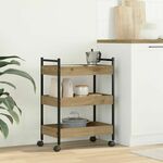 vidaXL Kuhinjska Kolica Crna 50x30x70 cm Drvo Umjereni hrast MDF i metal