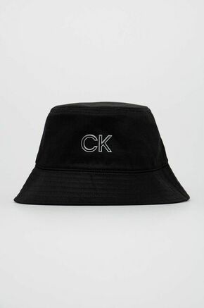 Kapa Calvin Klein boja: crna - crna. Šešir iz kolekcije Calvin Klein. Model s uskim obodom