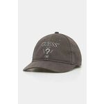 Pamučna kapa sa šiltom Guess EMBROIDERED boja: siva, s aplikacijom, M5RZ11 WO07T