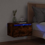 vidaXL Zidni noćni ormarić s LED svjetlima boja dimljenog hrasta