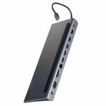 USB-C hub UNITEK (D1022B; USB-A x3, USB-C PD, HDMI x2, VGA, Ethernet RJ45, SD, Micro SD, 3.5mm Audio)
