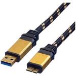Roline USB kabel USB 3.2 gen. 1 (USB 3.0) USB-A utikač, USB-Micro-B utikač 2.00 m crna, zlatna dvostruko zaštićen, pozlaćeni kontakti 11.02.8879