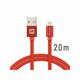 SWISSTEN kabel USB/Lightning, platneni, 3A, 2m, crveni