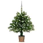 vidaXL Umjetno božićno drvce s LED svjetlima i kuglicama 65 cm zeleno