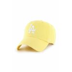 Pamučna kapa sa šiltom 47brand MLB Los Angeles Dodgers boja: žuta, s aplikacijom - zlatna. Kapa sa šiltom u stilu baseball iz kolekcije 47brand. Model izrađen od tkanine s aplikacijom.