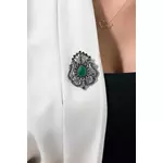 Brooch XZ459-109 silver + green siva