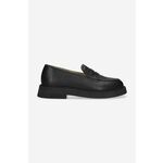 Kožne mokasinke A.P.C. Mocassins Gael za žene, boja: crna, ravni potplat, PXBAA-F53276 BLACK