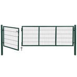 vidaXL Vrtna vrata za ogradu sa stupovima 350 x 100 cm čelična zelena
