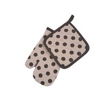 Set za kuhinju dezen, 2/1, rukavica/podmetač, 17x27/18x18cm, crne točke