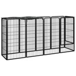 vidaXL Ograda za pse s 10 panela crna 50 x 100 cm čelik obložen prahom