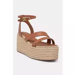 Kožne sandale Tommy Hilfiger ANKLE STRAP LEATHER PLATFORM boja: smeđa, FW0FW08497