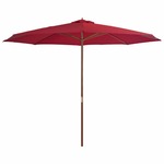 vidaXL Vrtni suncobran s drvenom šipkom 350 cm bordo