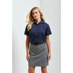 WOMENS SHORT SLEEVE POPLIN BLOUSE - Black,7XL