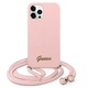 Guess GUHCP12LLSCLMGLP Apple iPhone 12 Pro Max pink hardcase Metal Logo Cord