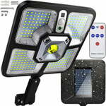 Solar Road 220 SMD + 15 COB LED svjetiljka s PIR sezonom Black + Remote
