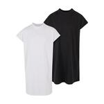 Turtle Extended Shoulder Dress for Girls - Black+White siva