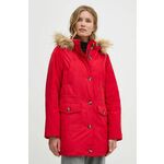 Pernata jakna Pepe Jeans CLEMENTINE za žene, boja: crvena, za zimu, PL402435