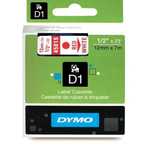 Dymo traka za ispis naljepnica D1, širina 12mm/7m, bijela/crvena 45015