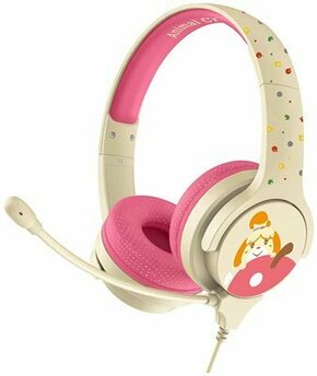 Dječje naglavne slušalice s mikrofonom OTL Animal Crossing Isabelle krem-roze