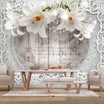 Samoljepljiva foto tapeta - Lilies and Wooden Background 147x105