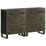 vidaXL Komoda 2 kom crna 60x33x75 cm Puno drvo Mango