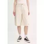 Pamučne kratke hlače Dickies boja: bež, bez uzorka, visoki struk, DK0A4Z85F901