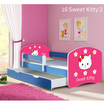 Dječji krevet ACMA s motivom, bočna plava + ladica 140x70 cm 16-sweet-kitty-2