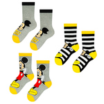 Kids socks Mickey 3P Frogies crna, bijela, siva, žuta, višebojna