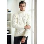 53285 Dewberry Slim-Fit Fisherman Corded Thick Mens Sweater-CREAM bijela