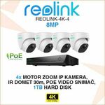 REOLINK 4K IP POE KOMPLET SA 4 KAMERE MOTOR ZOOM REOLINK-4K-4
