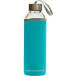 Boca za vodu staklena Stream Color 500 ml azurno plava/ sivi rub
