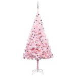 vidaXL Umjetno božićno drvce LED s kuglicama ružičasto 240 cm PVC