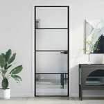 vidaXL Sobna vrata tanka crna 76 x 201,5 cm kaljeno staklo i aluminij