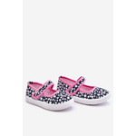 PA1 Children's Velcro Ballerinas In Print Navy Blue And Pink Selah Other