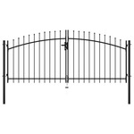 vidaXL Dvostruka vrata za ogradu s kopljima na vrhu 300 x 150 cm