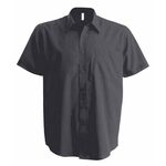 MENS SHORT-SLEEVED COTTON POPLIN SHIRT - Zinc,4XL