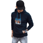 Bluza męska ocieplana z kapturem granatowa Dstreet crna