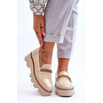Fashionable Loafers On The Platform With Decoration Laura Messi 2600 Beige kremasta